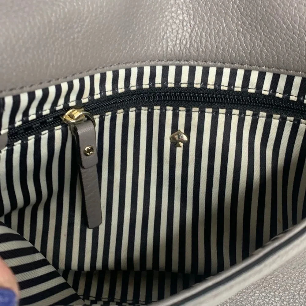 Kate Spade Cobble Hill Carson gray leather fold-over crossbody bag